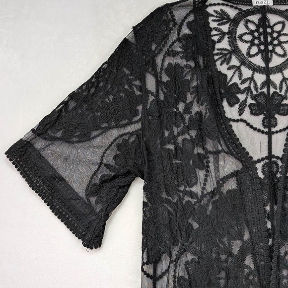 Rue21 Open Lace Duster Kimono Womens OSFA Black Whimsigoth Dark Fairy Boho-Chic - Picture 2 of 10